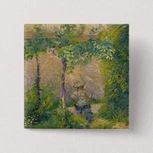 Frau im Garten (Öl auf Leinwand) Button