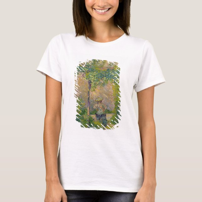 Frau im Garten (Öl auf Leinwand) T-Shirt (Vorderseite)