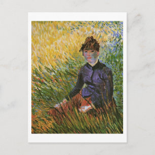 Frau im Grass Van Gogh Fine Art Postkarte
