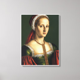 Frau im grünen Kleid und Red Hat Leinwanddruck