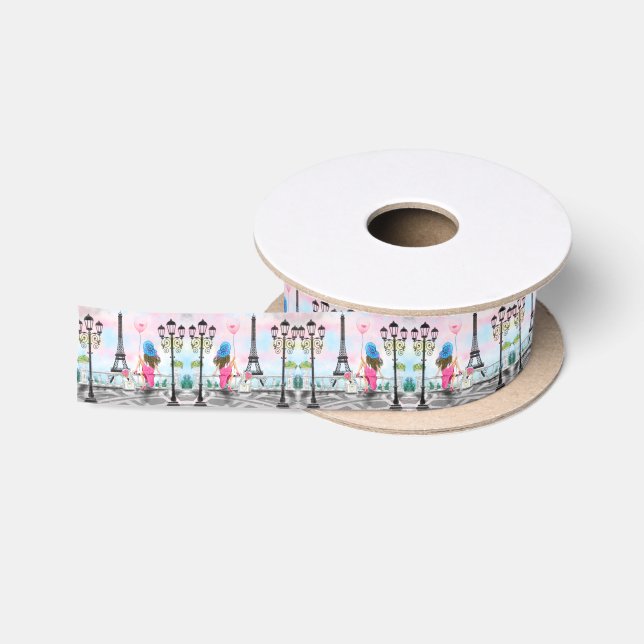 Frau im Pariser Ribbon-Eiffelturm Satinband (Spule)