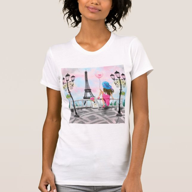 Frau im Pariser T - Shirt Eiffelturm (Vorderseite)