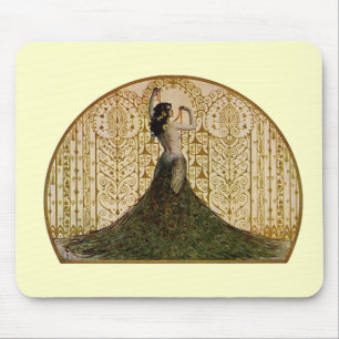 Frau im Pfauenrock Mousepad