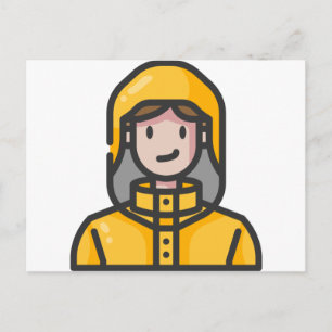 Frau im Regenmantel Postkarte