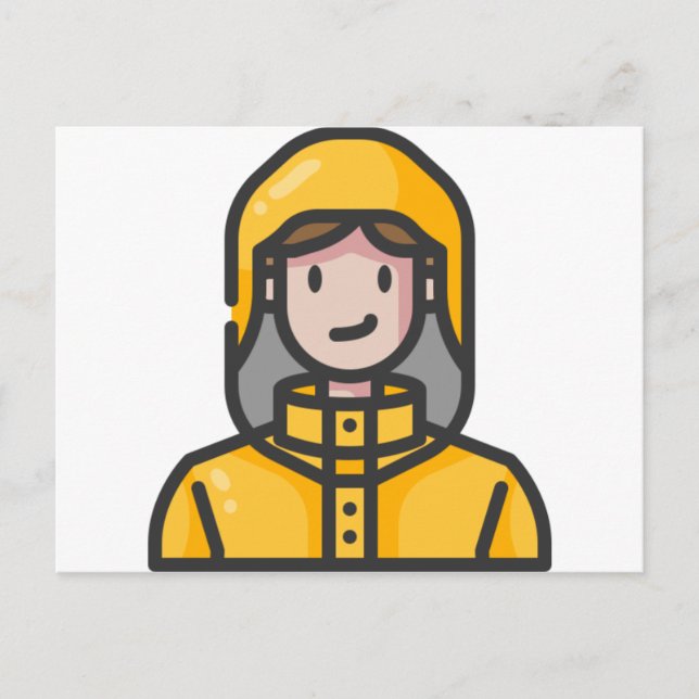 Frau im Regenmantel Postkarte (Vorderseite)