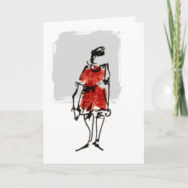 Frau im roten Kleid Happy Birthday-Karte Karte