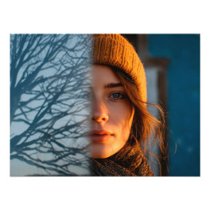 Frau im Strumpf, Wintersee Fotodruck