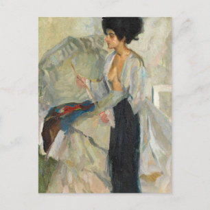 Frau im Studio   Edward Cucuel Postkarte