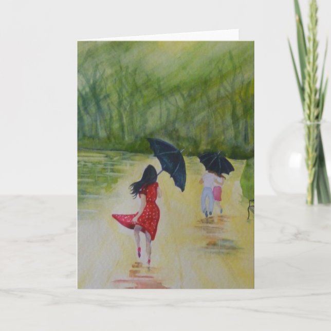 Frau im Tupfen-Kleid I Karte (Vorderseite)