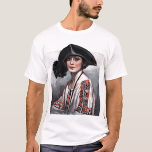 Frau in bestickter Bluse T-Shirt