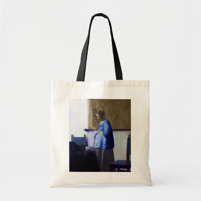 Frau in Blau, Johannes Vermeer Tragetasche (Vorne)