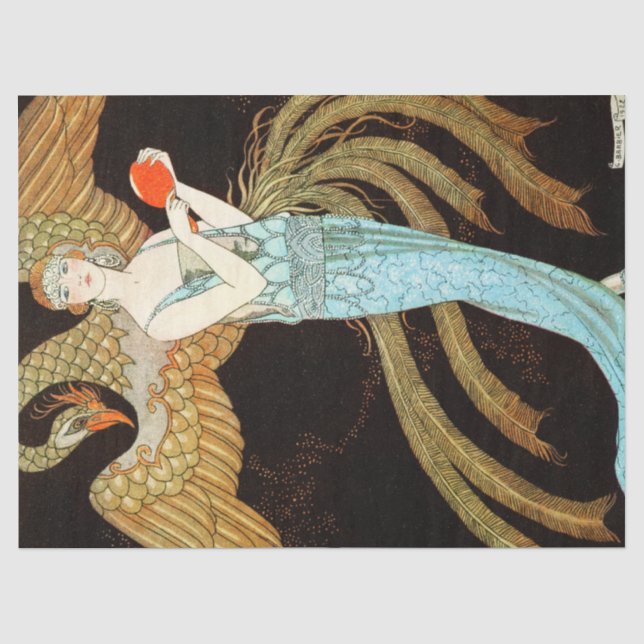 Frau in blauem Kleid Seidenpapier (Vorderseite)