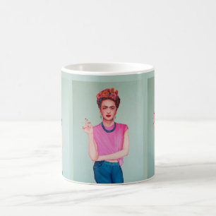 Frau in Blue Jeans Ölgemälde Kaffeetasse