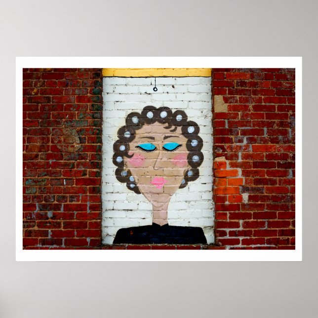 Frau in Curlers Poster (Vorne)