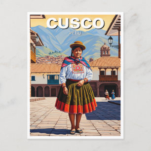Frau in Cusco Peru Postkarte