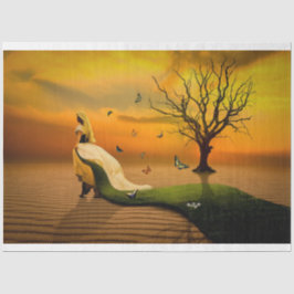 Frau in den Dünen Seidenpapier