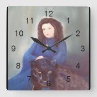 Frau in der schwarzen Panther Akrylwall-Uhr