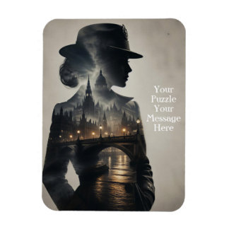 Frau in der Skyline-Landschaft Londons Magnet