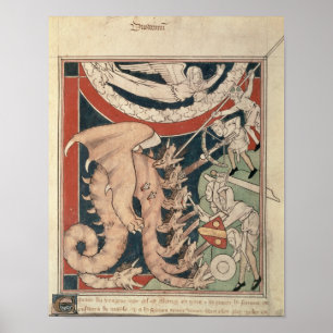 Frau in der Wolke über dem Kämpfen mit fünf Poster