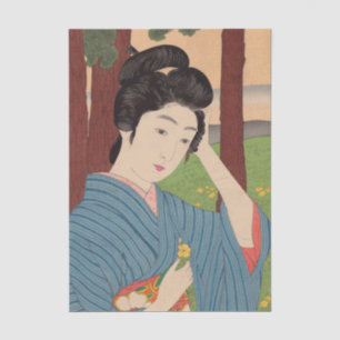 Frau in einem Baumhain von Hashiguchi Goyo Seidenpapier