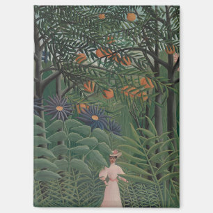 Frau in einem exotischen Wald gehend, Henri Rousse Magnet
