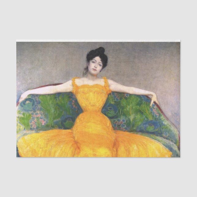 Frau in einem gelben Kleid (von Max Kurzweil) Seidenpapier (Vorderseite)