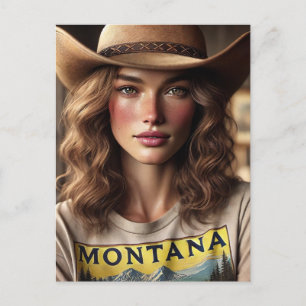 Frau in einem Montana-Hemd Postkarte