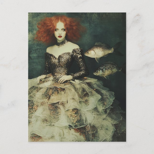 Frau in einer Fantasie von Tulle und Fishscale Dre Postkarte (Vorderseite)