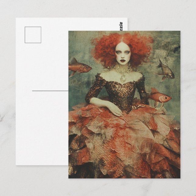 Frau in einer Fisch-Schuhkleidung Postkarte (Vorne/Hinten)