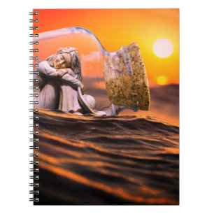 Frau in einer Flasche Notizblock