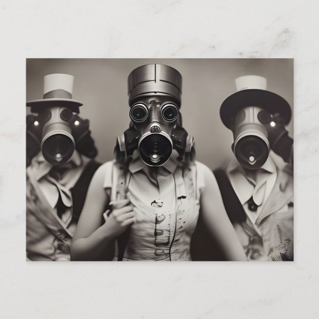 Frau in einer Gasmaske Postkarte (Vorderseite)