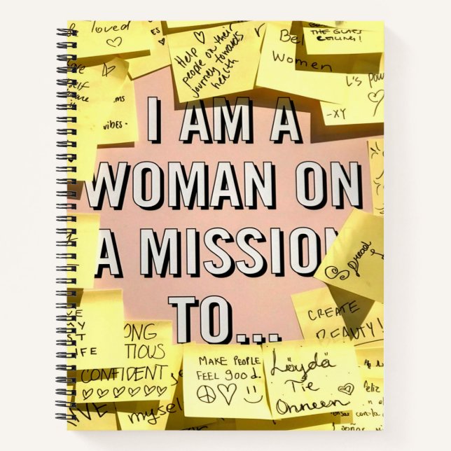 Frau in einer Mission, Motivierend Notizbuch (Vorderseite)