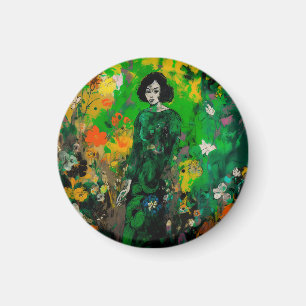 Frau in farbenprächtigem Feld Magnet