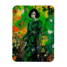 Frau in farbenprächtigem Feld Magnet