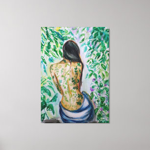 Frau in Garten Canvas Print - Malerei Leinwanddruck