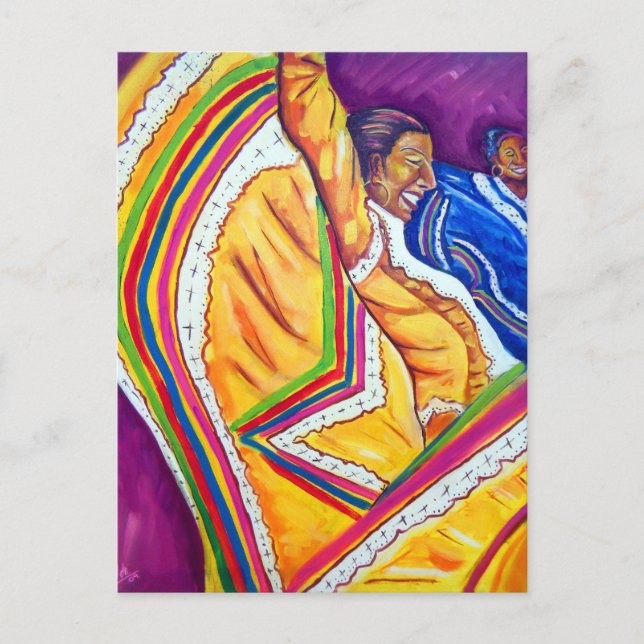 Frau in gelbem Kleid Postkarte (Vorderseite)