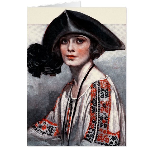 Frau in gestickter Bluse (Vorne)