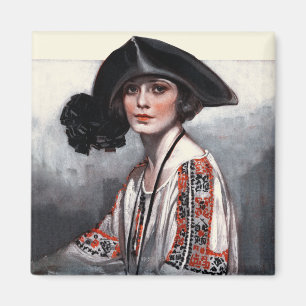 Frau in gestickter Bluse Magnet