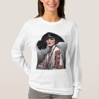 Frau in gestickter Bluse T-Shirt