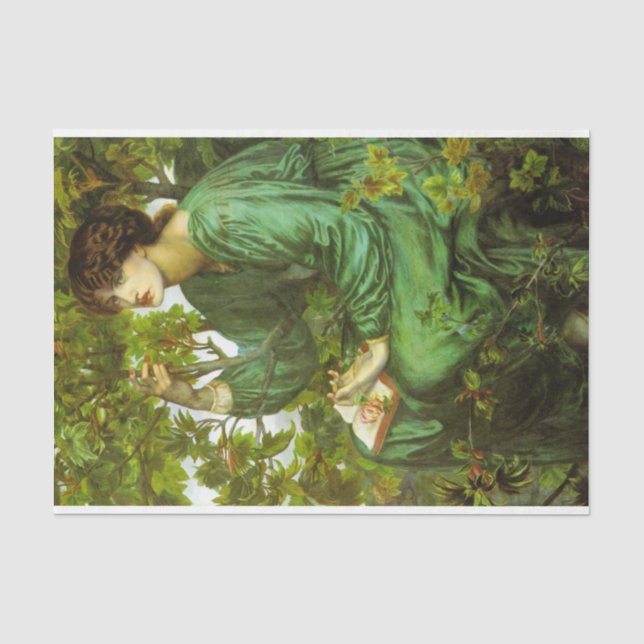 Frau in Green (The Day Dream) (von D.G. Rosetti) Seidenpapier (Vorderseite)