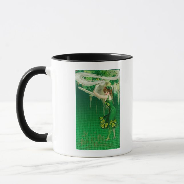Frau in Grün mit Pipe-Szene Tasse (Links)