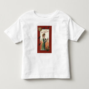 Frau in grünem Kleid Peeling Apple Kleinkind T-shirt