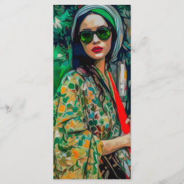 Frau in grüner Sonnenbrille Menükarte