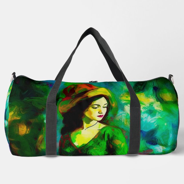 Frau in Hut Duffle Bag (Vorderseite)