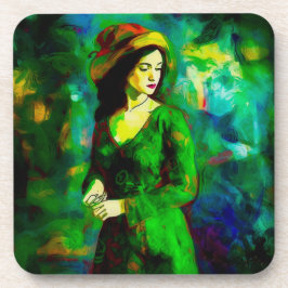 Frau in Hut Getränkeuntersetzer