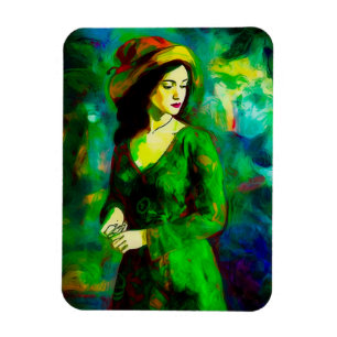 Frau in Hut Magnet