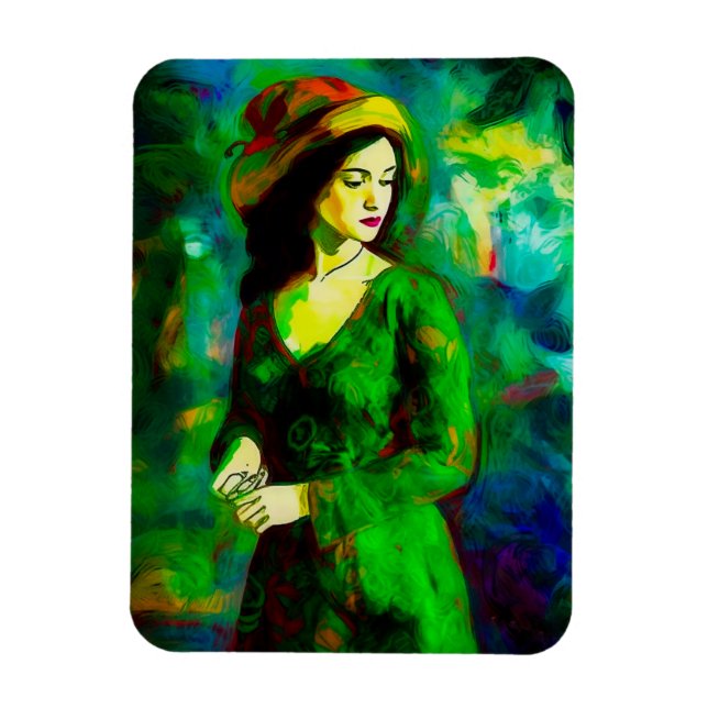 Frau in Hut Magnet (Vertikal)