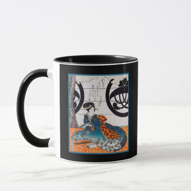Frau in japanischer Art Kimono-Reise-Kunst-Japans Tasse (Links)