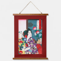 Frau in Katzenkimono, Yoshitoshi, gemustert