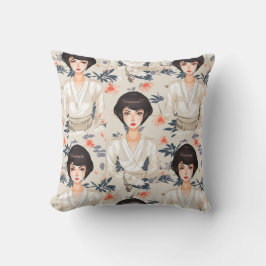 Frau in Kimono mit Animation Kissen